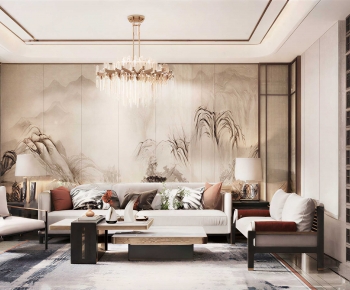 New Chinese Style A Living Room-ID:105369171