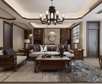 New Chinese Style A Living Room-ID:669111971
