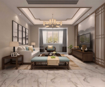New Chinese Style A Living Room-ID:183588039