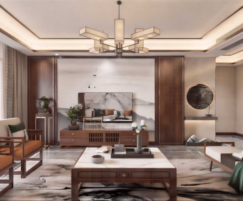 New Chinese Style A Living Room-ID:790723095