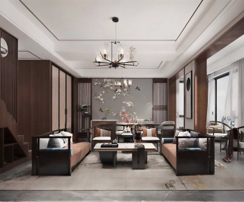 New Chinese Style A Living Room-ID:143445978