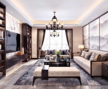 New Chinese Style A Living Room-ID:304178953