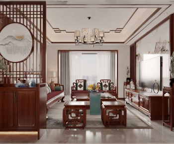 New Chinese Style A Living Room-ID:106434119