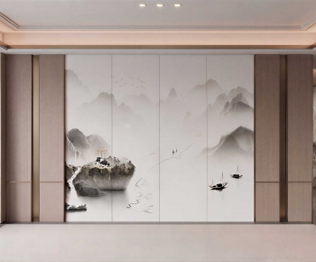 New Chinese Style TV Wall-ID:941263912