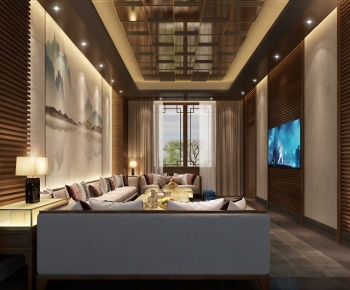 New Chinese Style A Living Room-ID:672959092