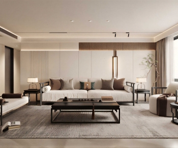 New Chinese Style A Living Room-ID:884182934