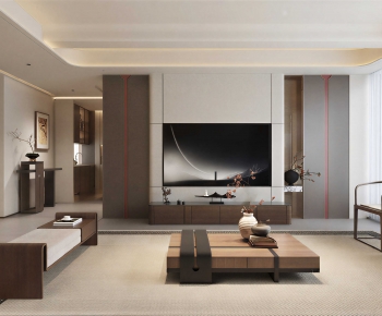 New Chinese Style A Living Room-ID:939924967