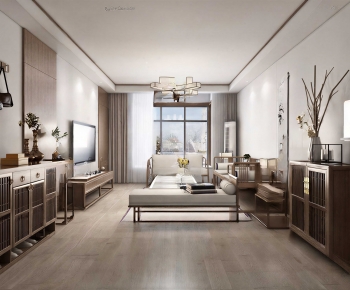 New Chinese Style A Living Room-ID:945755961