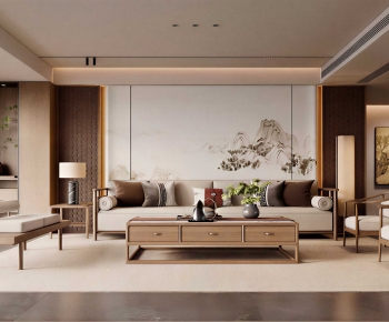 New Chinese Style A Living Room-ID:140446907
