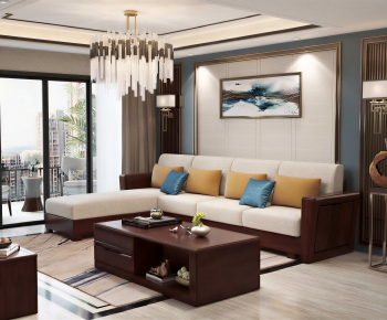 New Chinese Style A Living Room-ID:903593062