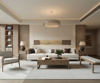 New Chinese Style A Living Room-ID:444060098