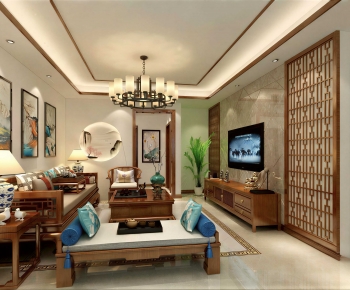 New Chinese Style A Living Room-ID:864854104