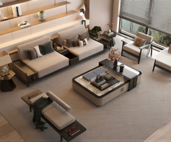 New Chinese Style Sofa Combination-ID:128788989