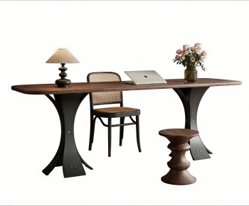 French Style Computer Desk And Chair-ID:801884899