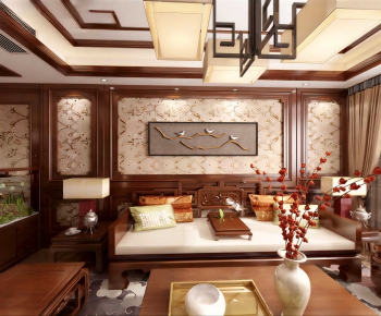 New Chinese Style A Living Room-ID:654526951
