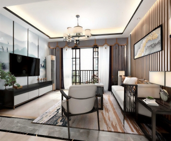 New Chinese Style A Living Room-ID:346827985