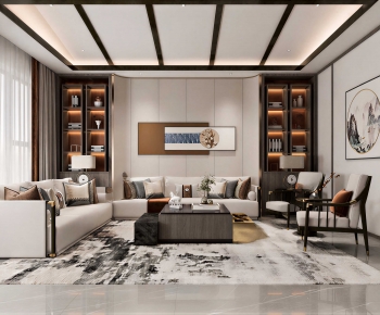 New Chinese Style A Living Room-ID:404927971