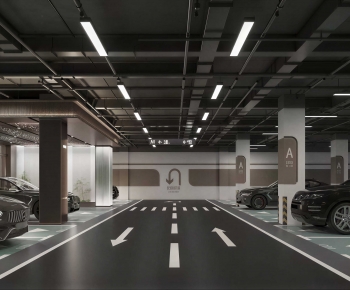 Modern Underground Parking Lot-ID:909826995