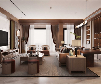 New Chinese Style A Living Room-ID:258569006