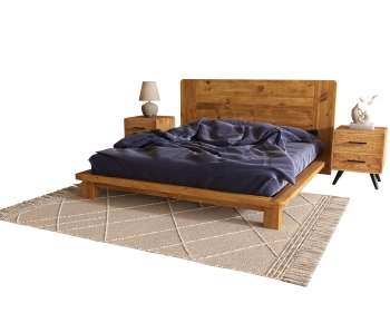 Wabi-sabi Style Double Bed-ID:555280926