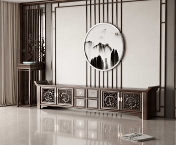 New Chinese Style TV Wall-ID:977413897