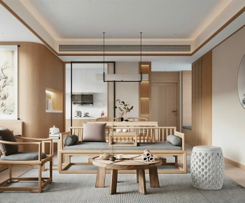 New Chinese Style A Living Room-ID:252923973