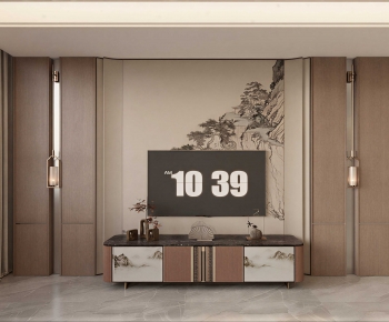 New Chinese Style TV Wall-ID:803843984
