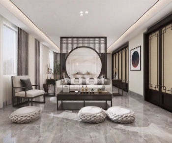 New Chinese Style A Living Room-ID:892431024