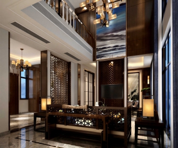 New Chinese Style A Living Room-ID:664783957