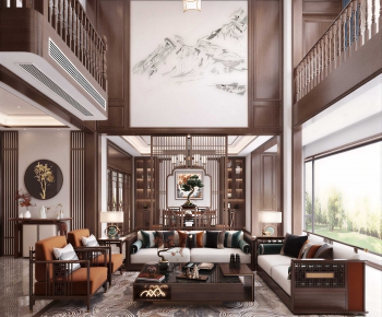 New Chinese Style A Living Room-ID:900216107