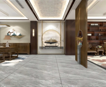 New Chinese Style A Living Room-ID:512199432