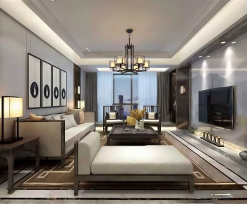 New Chinese Style A Living Room-ID:656819116