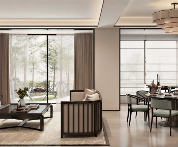 New Chinese Style A Living Room-ID:395798921