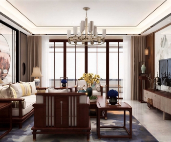 New Chinese Style A Living Room-ID:777599834