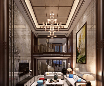 New Chinese Style A Living Room-ID:608304985