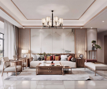 New Chinese Style A Living Room-ID:348422056