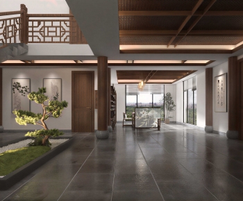 New Chinese Style A Living Room-ID:976694118