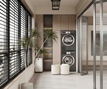 Modern Balcony Laundry Room-ID:870068076