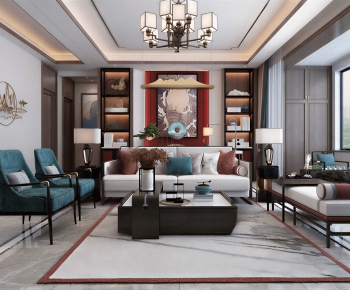 New Chinese Style A Living Room-ID:753163103