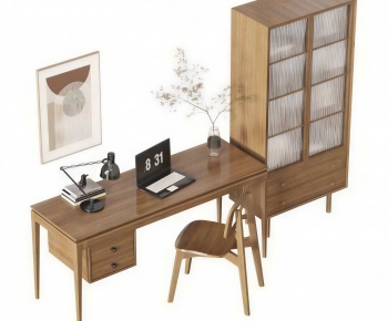 Modern Computer Desk And Chair-ID:587670851