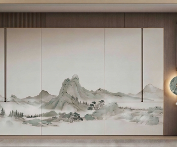 New Chinese Style TV Wall-ID:533772952