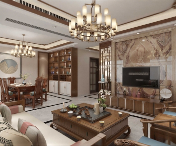 New Chinese Style A Living Room-ID:205523977