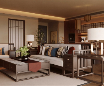 New Chinese Style A Living Room-ID:863978965