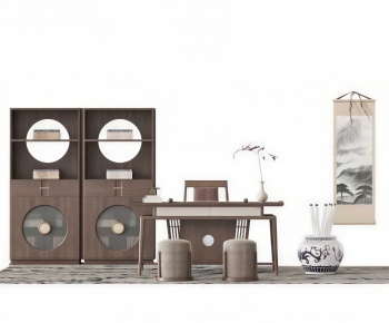 New Chinese Style Computer Desk And Chair-ID:935153017