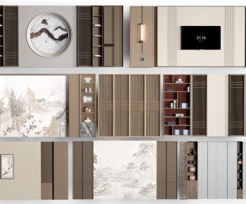 New Chinese Style TV Wall-ID:518266922