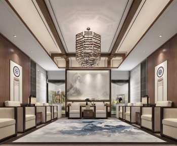 New Chinese Style Office Living Room-ID:593925004