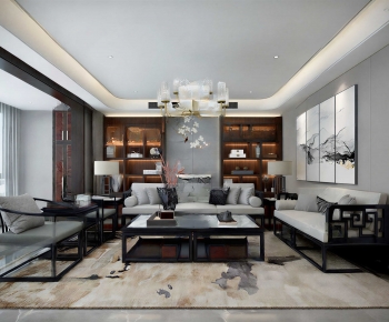 New Chinese Style A Living Room-ID:100920244