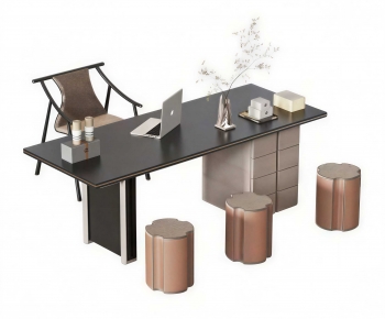 New Chinese Style Computer Desk And Chair-ID:296173103