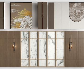 Modern New Chinese Style Chinese Style TV Wall-ID:118303063