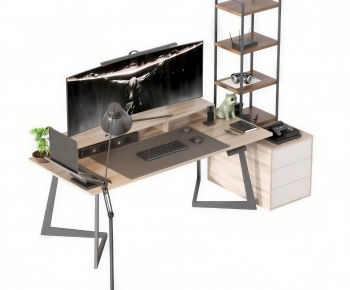 Modern Computer Desk And Chair-ID:380384926